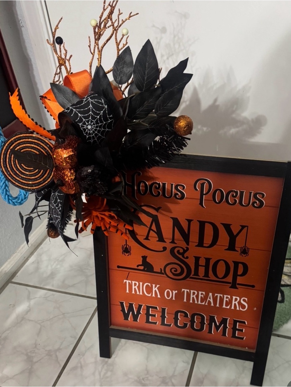 Halloween Candy Shop Decorative Sign - Orange & Black for floor or hanging